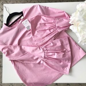 H&M || Pink Satin Poplin bell sleeve shirt || sz 8
